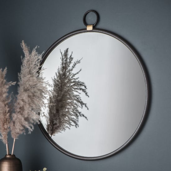 Photo of Belfast large round wall mirror with black metal frame