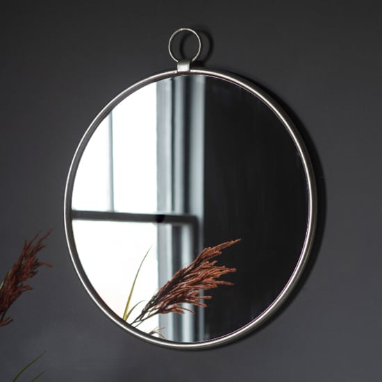 Read more about Belfast large round wall mirror with silver metal frame