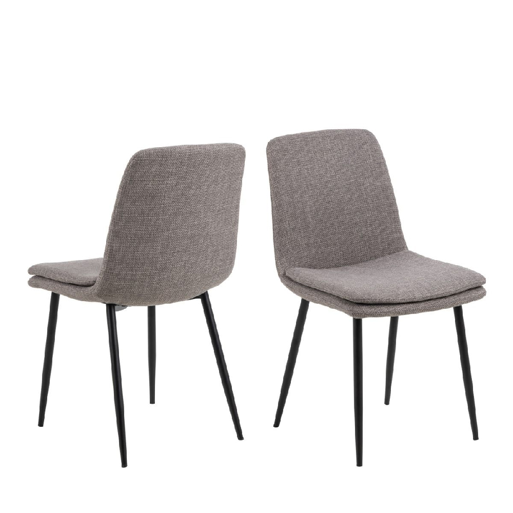 Read more about Belfast light brown fabric dining chairs with black legs in pair