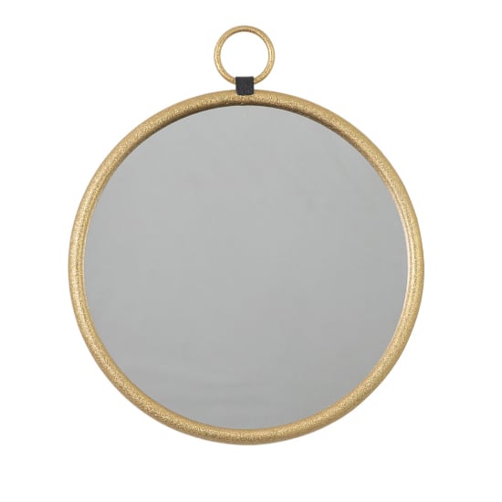 Photo of Belfast small round wall mirror with gold metal frame