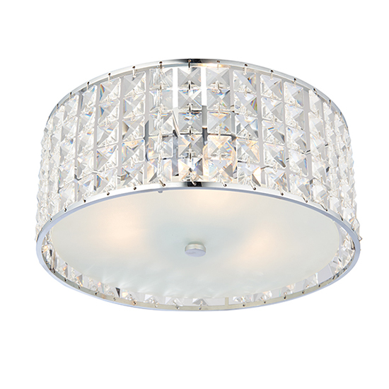 Product photograph of Belfont 3 Lights Faceted Crystals Flush Ceiling Light In Chrome from Furniture in Fashion