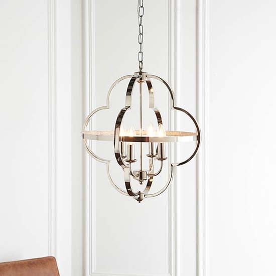 Product photograph of Belfort 4 Lights Ceiling Pendant Light In Bright Nickel from Furniture in Fashion