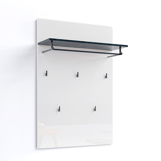 Belfort High Gloss Coat Rack Panel 5 Hooks In White Slate Grey