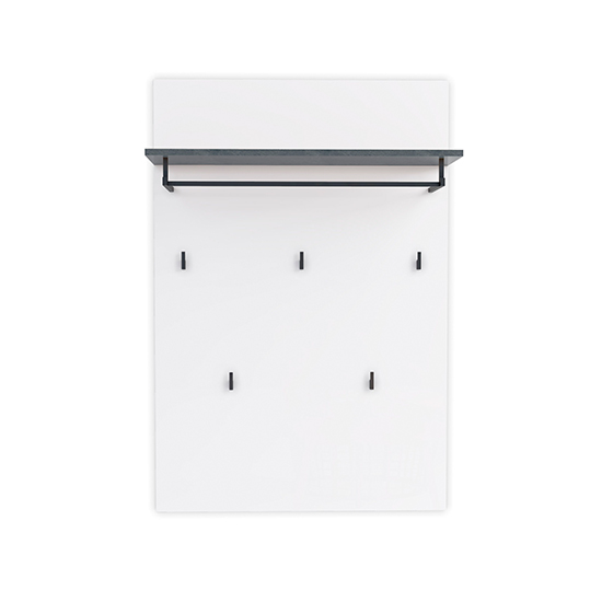 Belfort High Gloss Coat Rack Panel 5 Hooks In White Slate Grey
