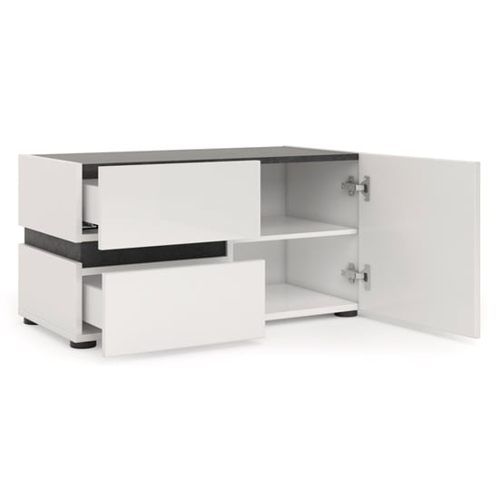 Belfort High Gloss Hallway Seating Bench In White Slate Grey