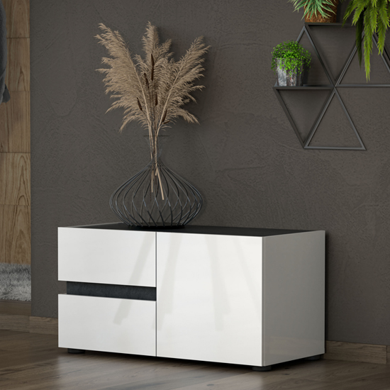 Read more about Belfort high gloss hallway seating bench in white slate grey