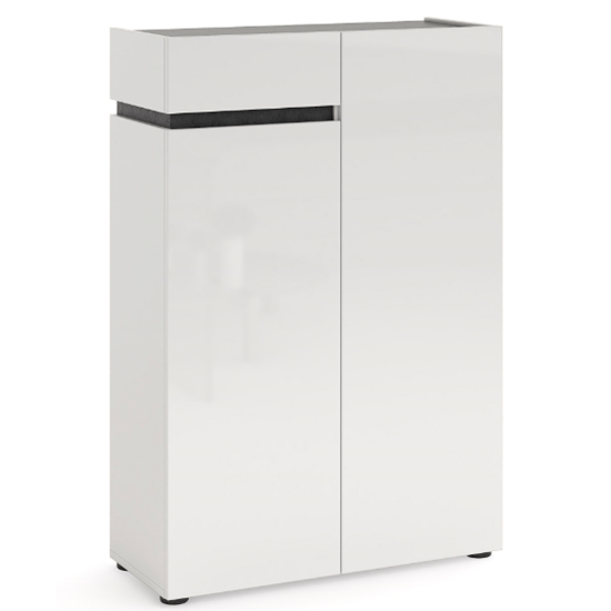 Belfort High Gloss Shoe Cabinet 2 Doors In White And Slate Grey