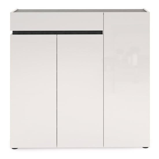 Belfort High Gloss Shoe Cabinet 3 Doors In White And Slate Grey
