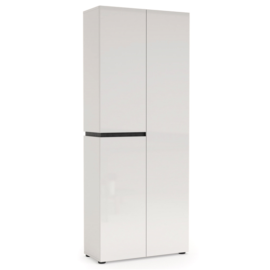 Belfort High Gloss Shoe Cabinet Tall 3 Doors In White Slate Grey