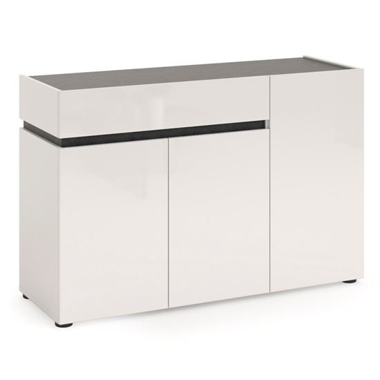 Belfort High Gloss Sideboard 3 Doors 1 Drawer In White Slate Grey