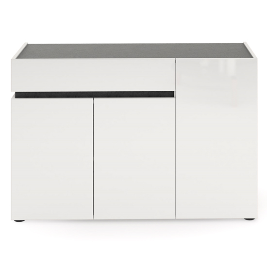 Belfort High Gloss Sideboard 3 Doors 1 Drawer In White Slate Grey