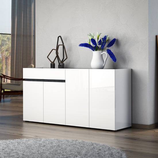 Read more about Belfort high gloss sideboard 4 doors 1 drawer in white slate grey