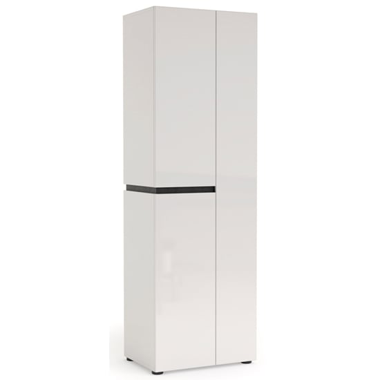 Belfort High Gloss Wardrobe 3 Doors In White And Slate Grey