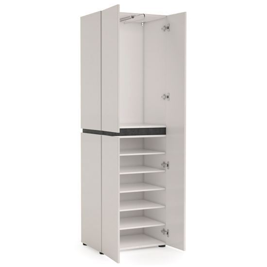 Belfort High Gloss Wardrobe 3 Doors In White And Slate Grey