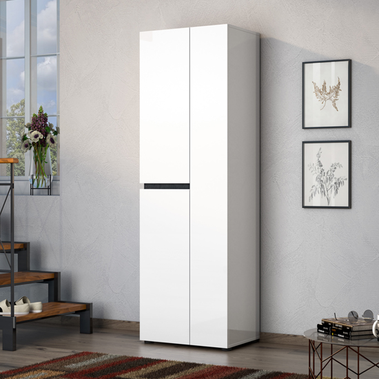 Read more about Belfort high gloss wardrobe 3 doors in white and slate grey