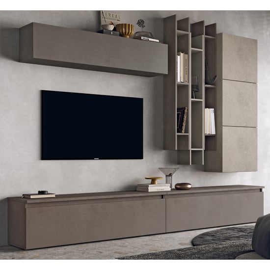 Belfort Wooden Entertainment Unit In Clay And Bronze