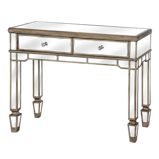 Belfro Mirrored Glass Console Table In Champagne With 2 Drawers