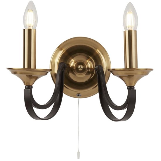 Photo of Belfry 2 lights wall light in dark bronze and brass