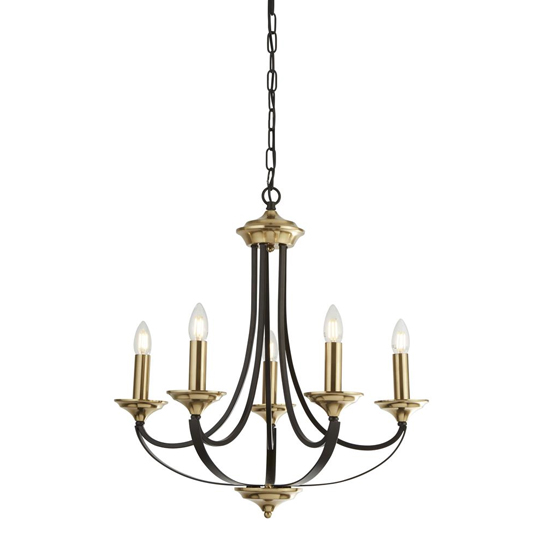 Read more about Belfry 5 lights pendant light in dark bronze and brass
