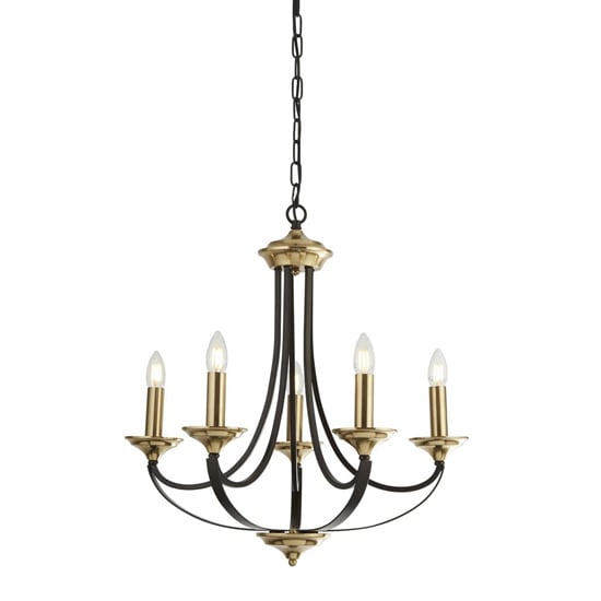 Photo of Belfry 5 lights pendant light in dark bronze and brass