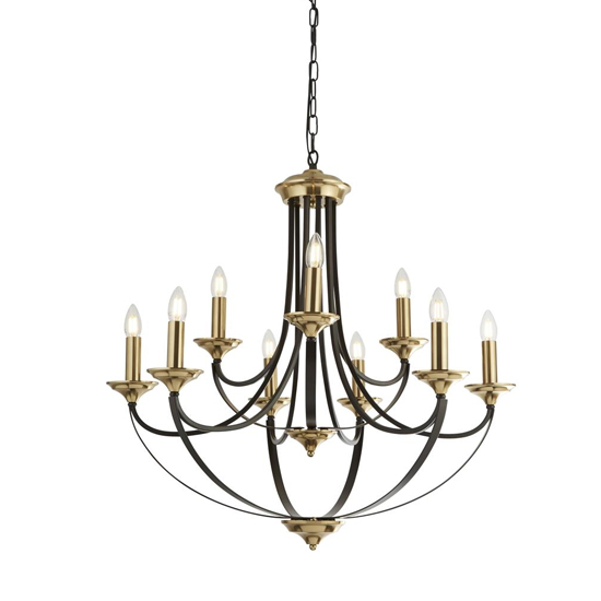 Read more about Belfry 9 lights pendant light in dark bronze and brass