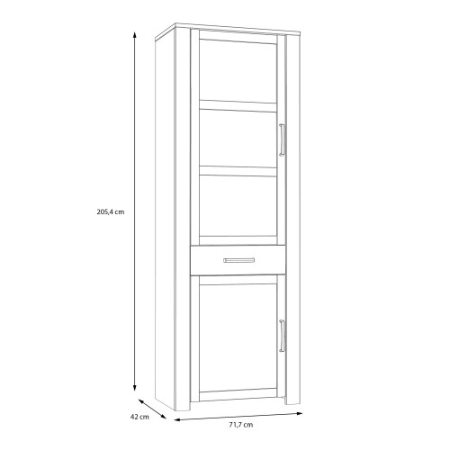 Belgin Wooden Display Cabinet 2 Doors 1 Drawer In Grey And Oak