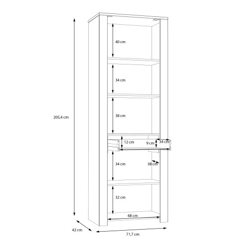Belgin Wooden Display Cabinet 2 Doors 1 Drawer In Grey And Oak