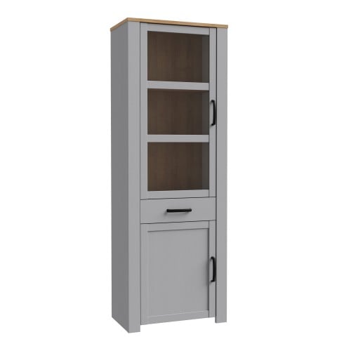 Product photograph of Belgin Display Cabinet 2 Doors 1 Drawer In Riviera Oak Grey Oak from Furniture in Fashion