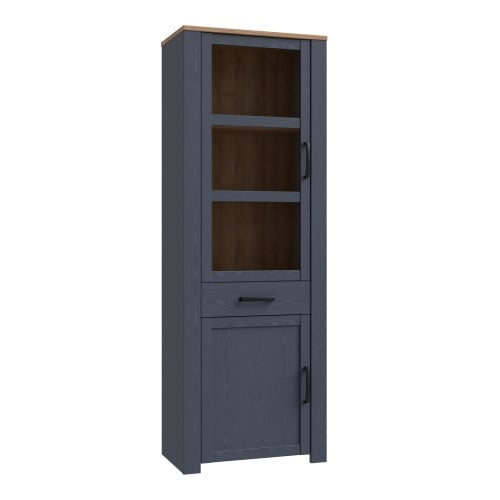 Product photograph of Belgin Display Cabinet 2 Doors 1 Drawer In Riviera Oak Navy from Furniture in Fashion