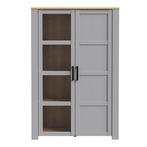 Belgin Wooden Display Cabinet 2 Doors In Grey And Oak