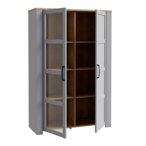 Belgin Wooden Display Cabinet 2 Doors In Grey And Oak