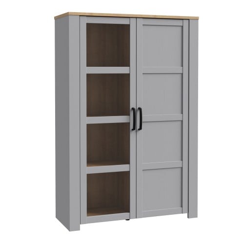 Product photograph of Belgin Display Cabinet 2 Doors In Riviera Oak And Grey Oak from Furniture in Fashion