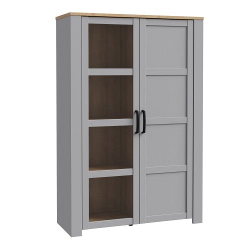 Read more about Belgin wooden display cabinet 2 doors in grey and oak