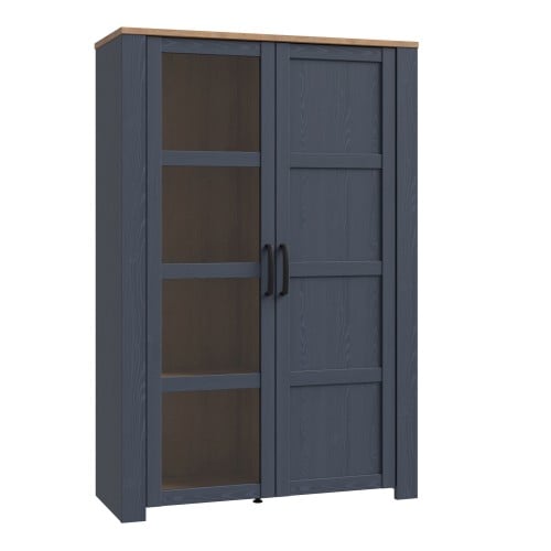 Product photograph of Belgin Display Cabinet 2 Doors In Riviera Oak And Navy from Furniture in Fashion