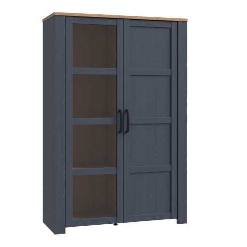 Read more about Belgin wooden display cabinet 2 doors in navy and oak