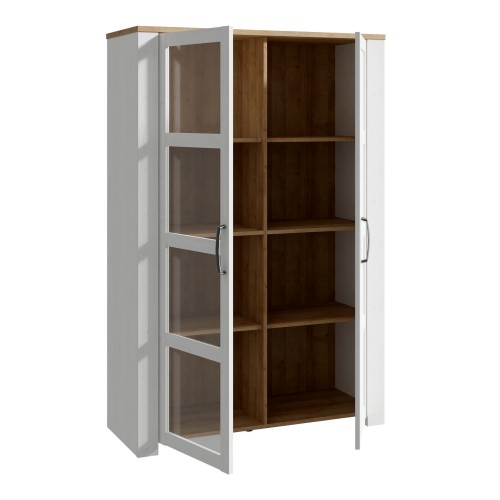 Belgin Wooden Display Cabinet 2 Doors In White And Oak