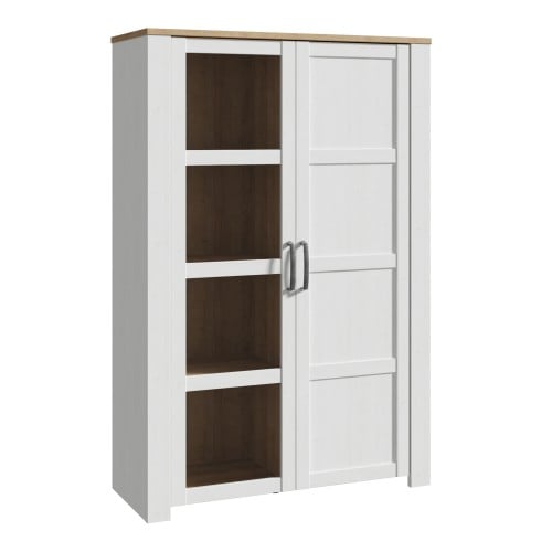 Product photograph of Belgin Display Cabinet 2 Doors In Riviera Oak And White from Furniture in Fashion