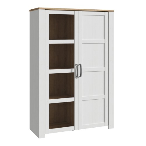 Read more about Belgin wooden display cabinet 2 doors in white and oak