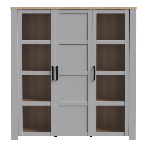 Belgin Wooden Display Cabinet 3 Doors In Grey And Oak
