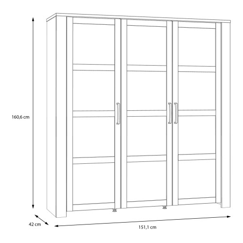 Belgin Wooden Display Cabinet 3 Doors In Grey And Oak