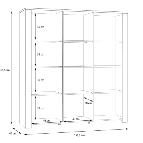 Belgin Wooden Display Cabinet 3 Doors In Grey And Oak