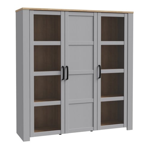 Belgin Display Cabinet 3 Doors In Riviera Oak And Grey Oak