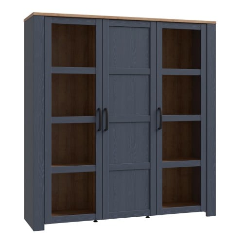 Read more about Belgin wooden display cabinet 3 doors in navy and oak