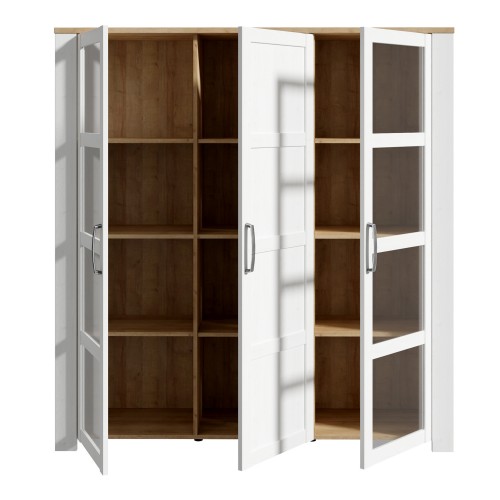 Belgin Wooden Display Cabinet 3 Doors In White And Oak