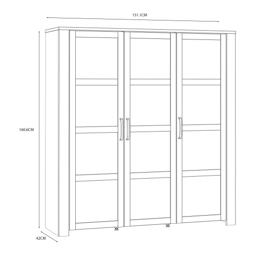 Belgin Wooden Display Cabinet 3 Doors In White And Oak