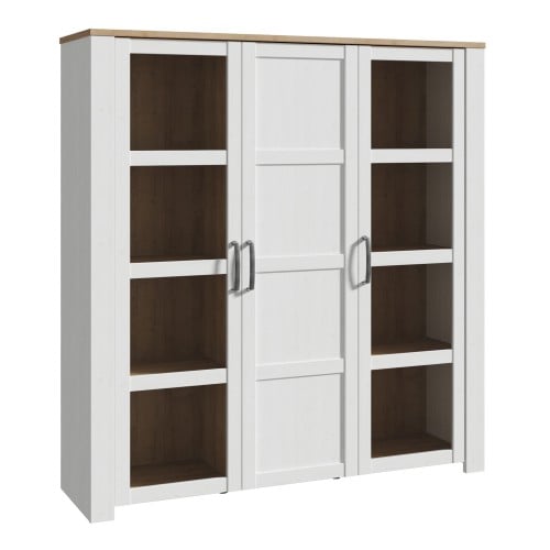 Read more about Belgin wooden display cabinet 3 doors in white and oak