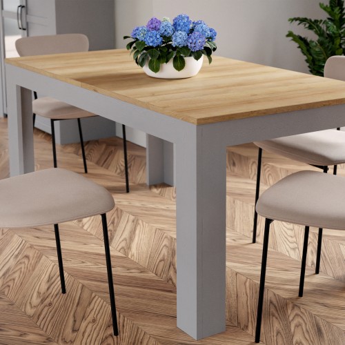 Belgin Wooden Extending Dining Table In Grey And Oak