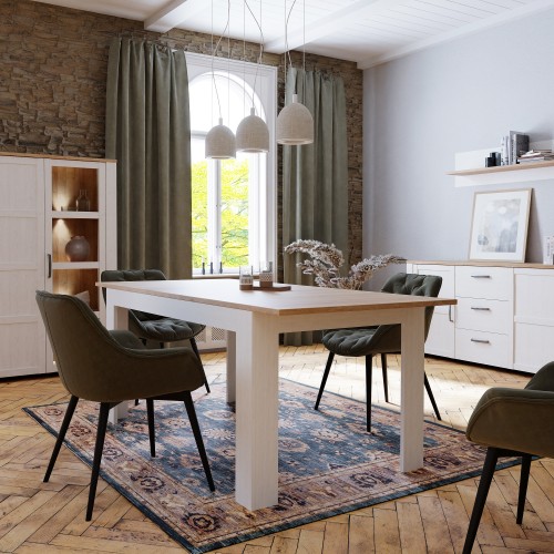Belgin Wooden Extending Dining Table In White And Oak
