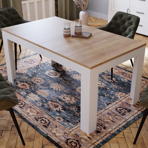 Belgin Wooden Extending Dining Table In White And Oak