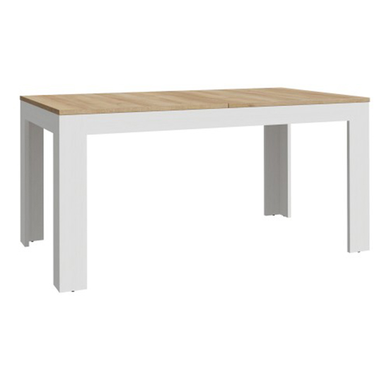 Product photograph of Belgin Extending Dining Table In Riviera Oak And White from Furniture in Fashion